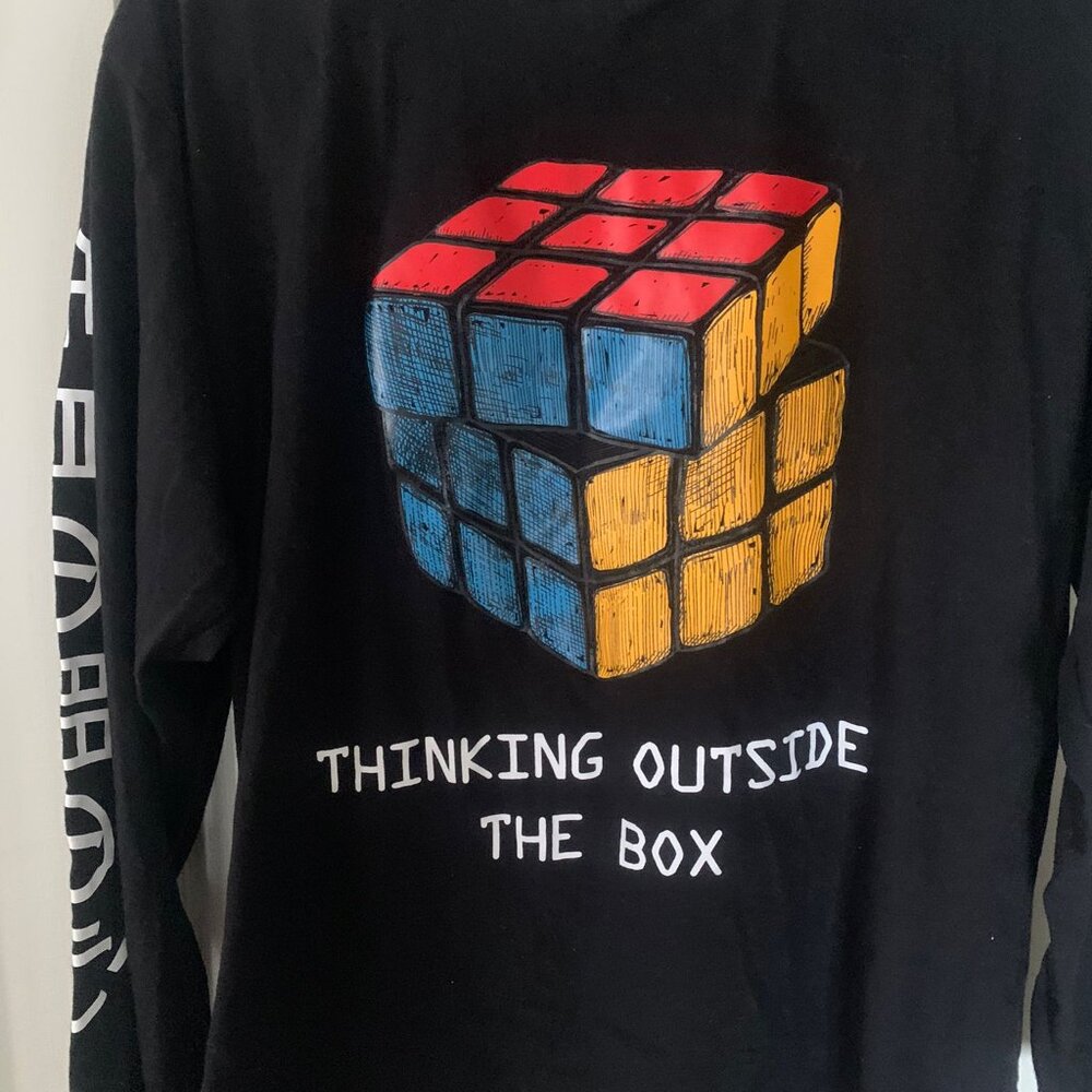 Visionary Minds Black Long-Sleeve Shirt Men's Size L Streetwear Graphic Tee